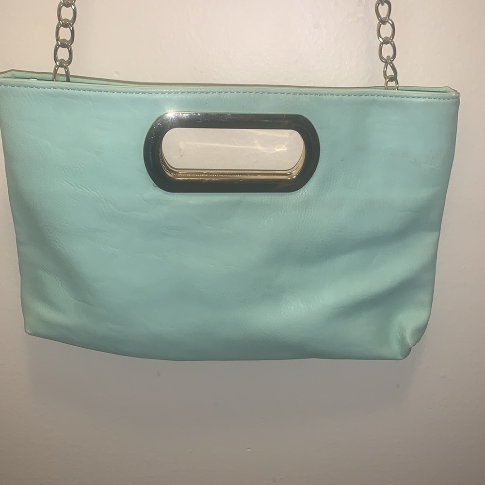 Charming Charlie Mint Green Seafoam Chainlink Purse